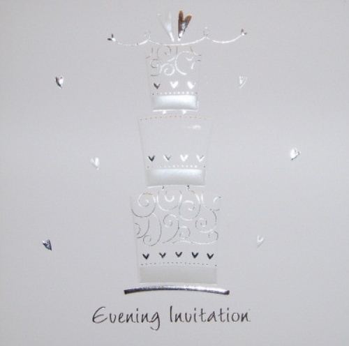 Wedding cake Luxury White Wedding Evening Invitations - Pack of 5