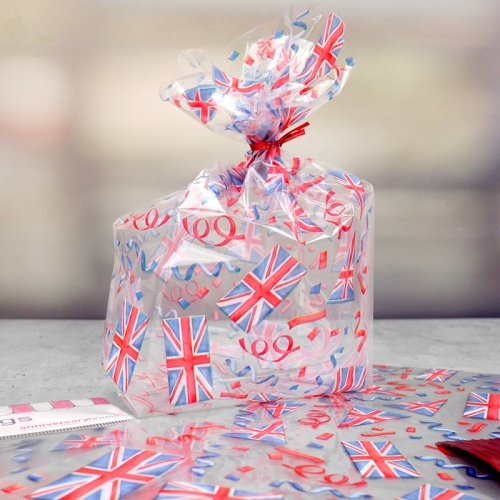 Union Jack Celebration 20 x Treat Party Favour Sweet Cellophane Bags