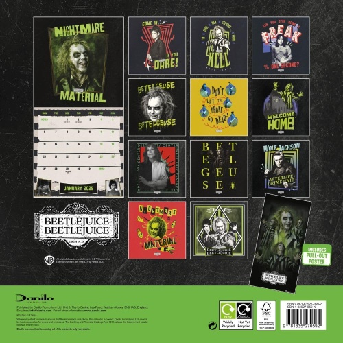 Beetlejuice 2 Movie 2025 Square Wall Calendar Officially Licensed