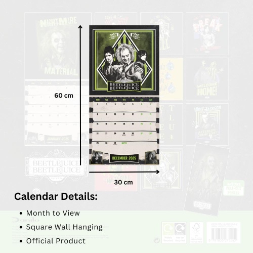 Beetlejuice 2 Movie 2025 Square Wall Calendar Officially Licensed