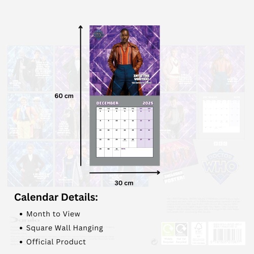 Doctor Who Classic Edition 2025 Calendar Official Licensed