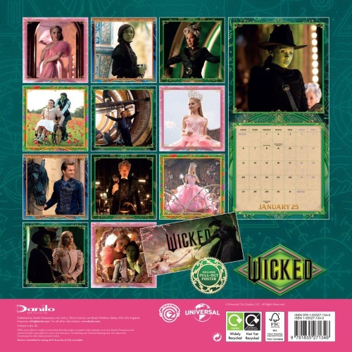 Wicked Movie 2025 Square Wall Calendar Officially Licensed