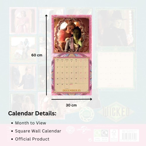 Wicked Movie 2025 Square Wall Calendar Officially Licensed