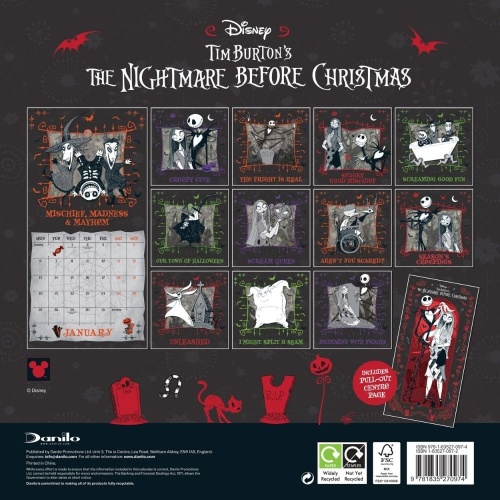 Disney The Nightmare Before Christmas 2025 Wall Calendar