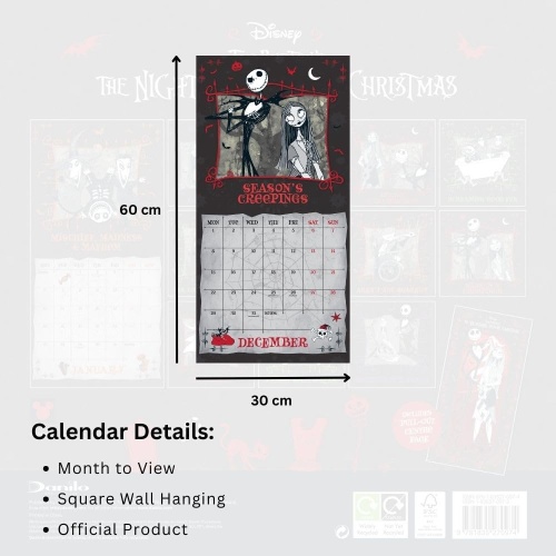 Disney The Nightmare Before Christmas 2025 Wall Calendar