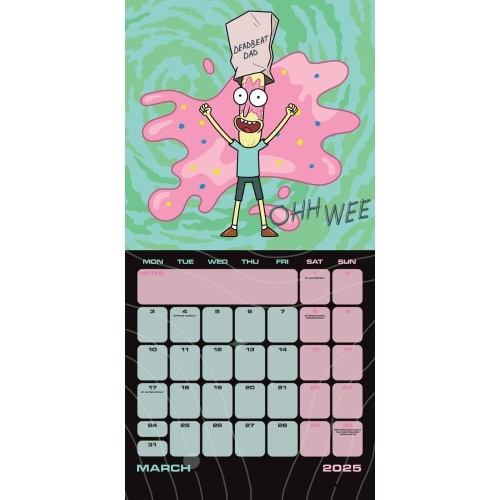 Rick & Morty 2025 Wall Calendar Officially Licensed