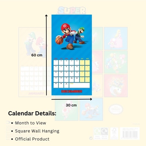 Super Mario 2025 Calendar Officially Licensed