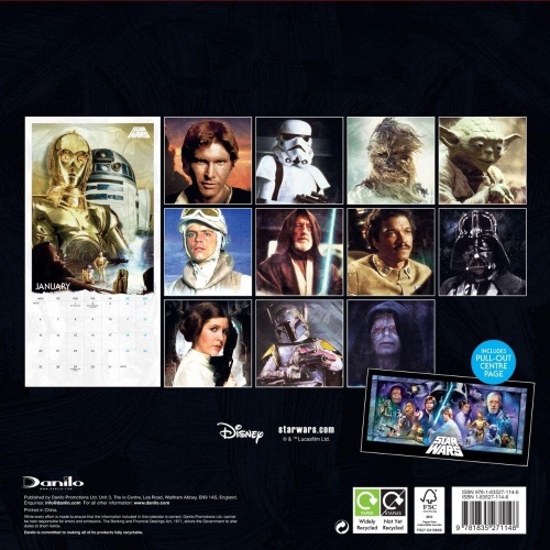 Disney Star Wars Classic 2025 Wall Calendar