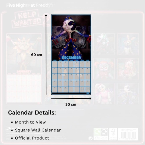 Five Nights At Freddy's Square Wall 2025 Calendar Officially Licensed