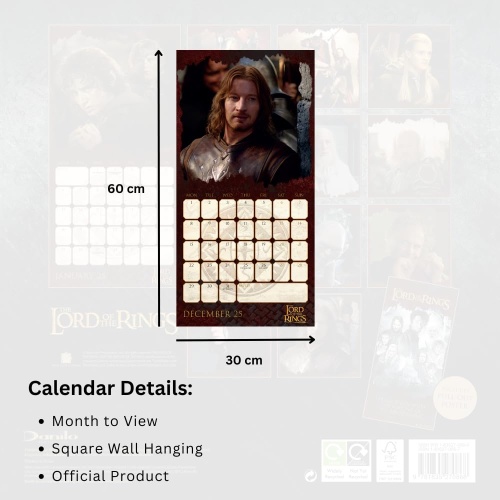 The Lord Of The Rings 2025 Wall Calendar