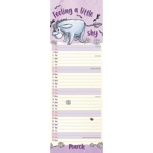 Disney Winnie The Pooh Eeyore 2025 Slim Wall Calendar