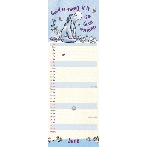 Disney Winnie The Pooh Eeyore 2025 Slim Wall Calendar