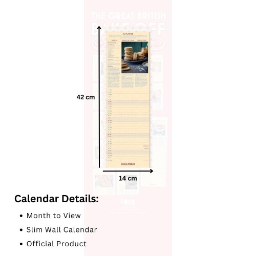 Great British Bake Off 2025 Slim Wall Calendar