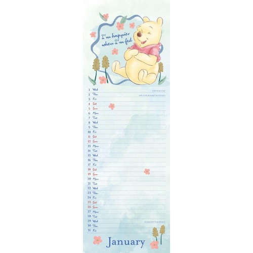 Disney Winnie The Pooh Official 2025 Slimline Wall Calendar