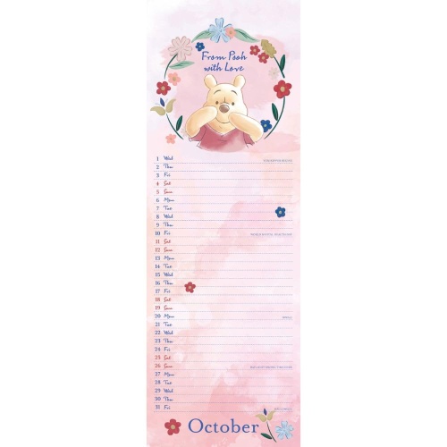 Disney Winnie The Pooh Official 2025 Slimline Wall Calendar