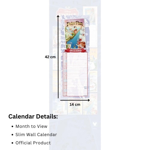 Disney Vintage Posters Official 2025 Slimline Wall Calendar