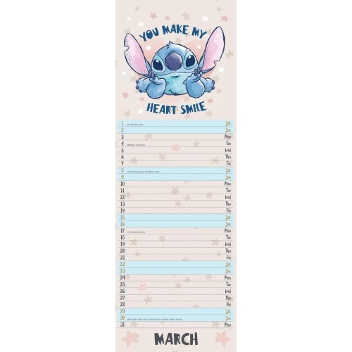 Disney Lilo & Stitch 2025 Slimline Wall Calendar