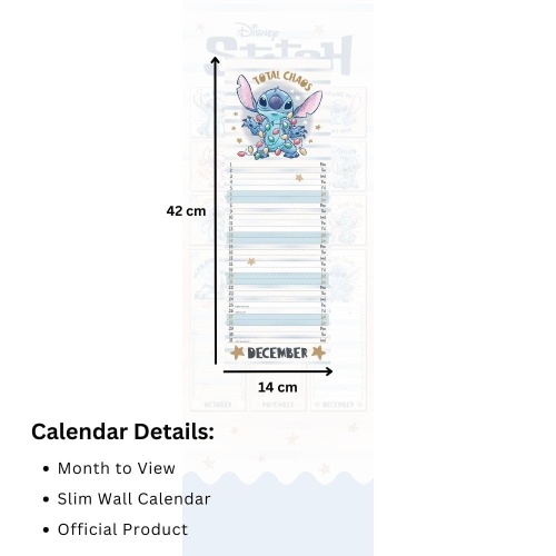 Disney Lilo & Stitch 2025 Slimline Wall Calendar