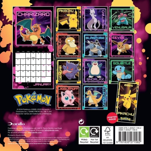 Pokemon Official 2025 Mini Calendar