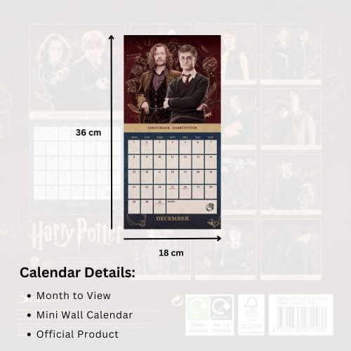 Harry Potter Official 2025 Mini Calendar