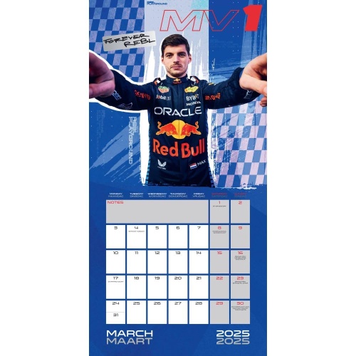 Formula One Red Bull Racing F1 2025 Square Wall Calendar