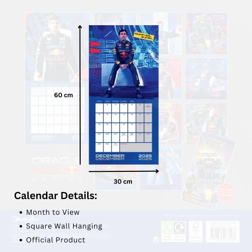 Formula One Red Bull Racing F1 2025 Square Wall Calendar