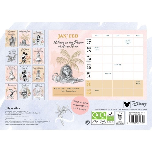 Disney Heritage Family Planner Organiser Official A4 Calendar 2025