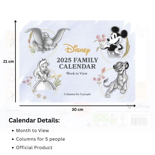 Disney Heritage Family Planner Organiser Official A4 Calendar 2025