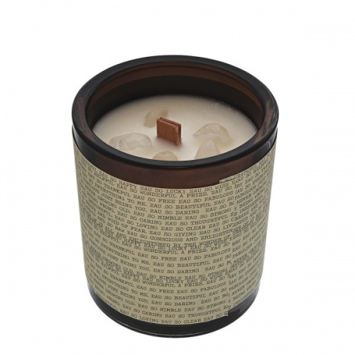 Eau So Grateful Candle by Eau Lovely Soy Wax Candle with Moonstone Gemstones