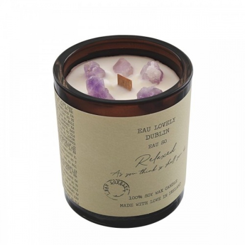 Eau So Relaxed Candle by Eau Lovely Soy Wax Candle With Amethyst Gemstones