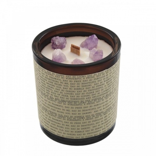 Eau So Relaxed Candle by Eau Lovely Soy Wax Candle With Amethyst Gemstones