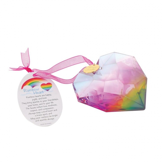 Rainbow Acrylic Heart Hanging Happy Heart Sentiment Card - Random colour sent