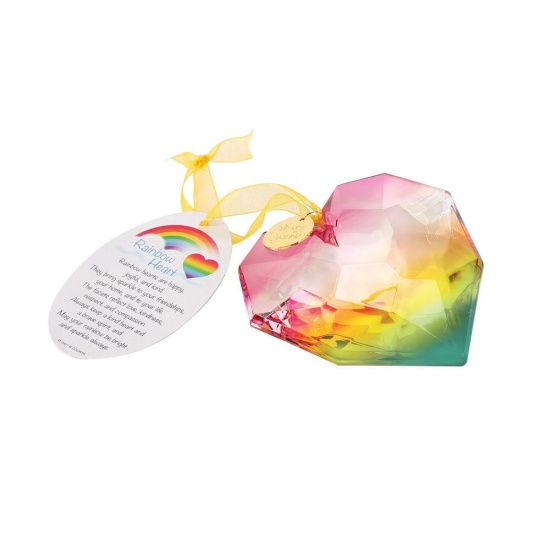 Rainbow Acrylic Heart Hanging Happy Heart Sentiment Card - Random colour sent