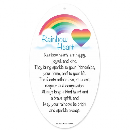 Rainbow Acrylic Heart Hanging Happy Heart Sentiment Card - Random colour sent