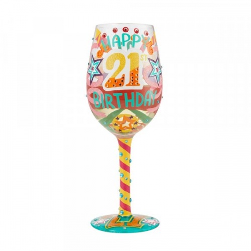 Lolita Happy 21st Birthday Wine Glass - Gift Boxed