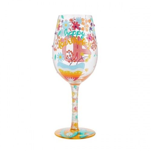 Lolita Happy 40th Birthday Wine Glass - Gift Boxed