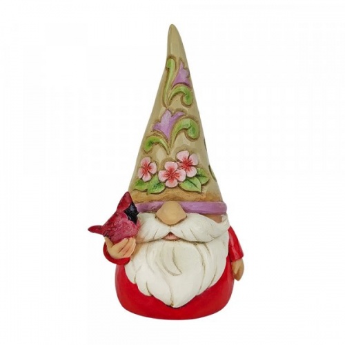 Jim Shore Heartwood Creek Gnome with Red Cardinal Bird Figurine