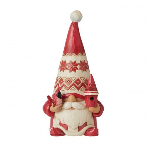 Jim Shore Heartwood Creek Gnome with Cardinal and Birdhouse Figurine