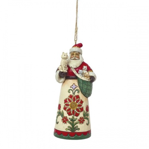 Jim Shore Heartwood Creek Santa Holding Cat Hanging Ornament