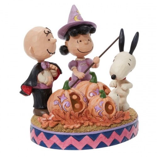 Jim Shore Peanuts Halloween Boo Light up Figurine Snoopy Charlie Brown & Lucy