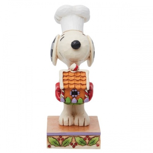 Peanuts Snoopy Holding Gingerbread House Figurine