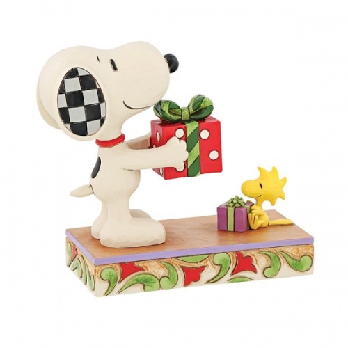 Peanuts Snoopy and Woodstock Giving Gifts Christmas Figurine