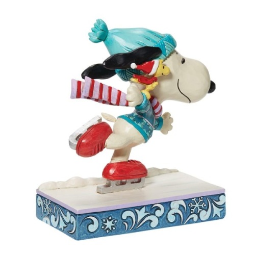 Jim Shore Peanuts Snoopy and Woodstock Skating Figurine