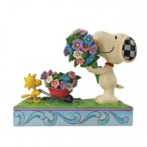 Jim Shore Peanuts Snoopy and Woodstock Picking Flowers Figurine