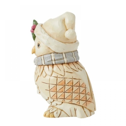 Jim Shore White Woodland Owl with Scarf Figurine