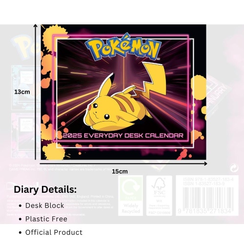 Pokemon 2025 Desk Block Desk Page a day Calendar