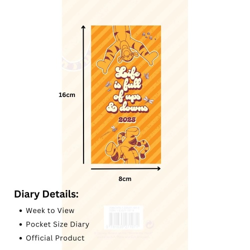 Disney Tigger Slim Line 2025 Diary Week to View Winnie The Pooh