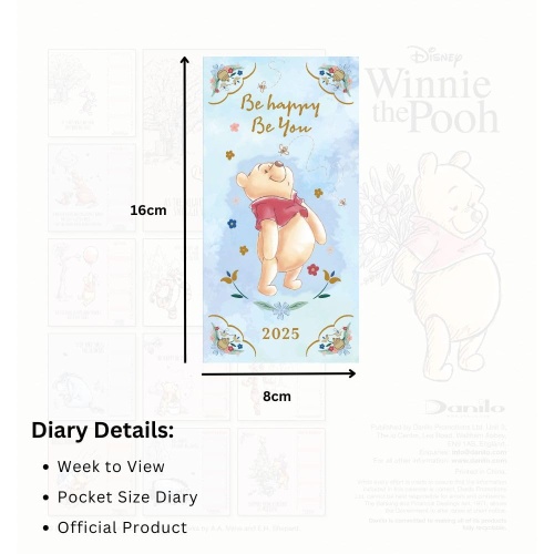 Disney Winnie The Pooh Slim Line 2025 Diary Week to View