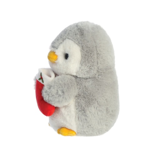 Pompom Penguin with Red Christmas Stocking Soft Plush Toy 8 inch Aurora