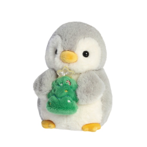 Pompom Penguin with Christmas Tree Soft Plush Toy 8 inch Aurora